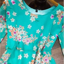 reva enterprise Printed, Floral Print Georgette, Crepe Stitched Anarkali Gown image 3