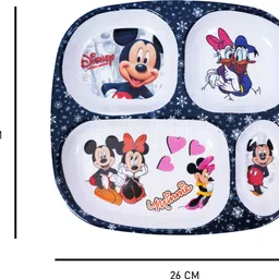 vishika store Mickey Mouse Printed Melamine Kids Square Plate 4 Sectioned Plate image 3