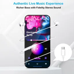 jxrev Type C Wired Earphones Woofer Compatible for i Phone 15/16/17 Series,Samsng Wired Headset image 4