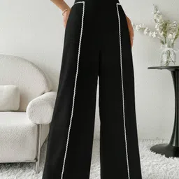leriya fashion Women Loose Fit Black Lycra Blend Trousers image 5