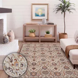 kaleen india Brown Vintage Polyester 4' X 6' Machine Made Carpet image 1