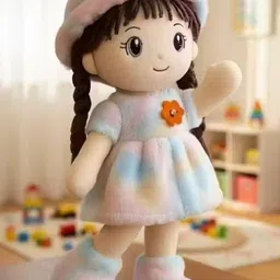 crispy toys Cute Soft Doll | Plush Girls Doll with Hat & Dress | Stuffed Toy for Baby Girls - 40 cm image 2