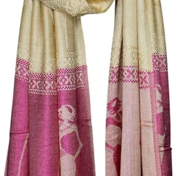 glimmerx Woven Viscose Women Beige, Pink Fancy Scarf, Stole, Scarf-picture-19