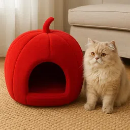 Pumpkin Pet House Bed | Soft Plush Cat Cave & Small Dog Bed Shih Tzu & Small Dog S Pet Bed-image-2