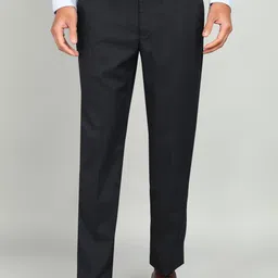 park avenue Men Regular Fit Dark Blue Polyester Trousers image 1