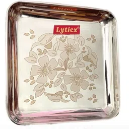 lyticx Stainless Steel Square Shape Dinner / Lunch / Breakfast / Snacks Plate, 20 CM Dinner Set-picture-28