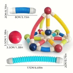 learn with fun Flexible Magnetic Stick Block Toys for Boys Girls Kids 42 Pcs image 2