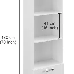 furneaser Regal Tall Bookshelf Display Cabinet Rack with Door, Engineered Wood Semi-Open Book Shelf image 4
