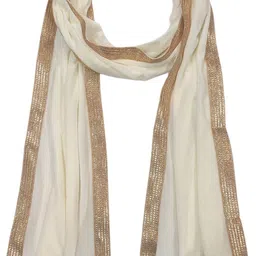 Velvet Embellished Beige Men Dupatta-image-0