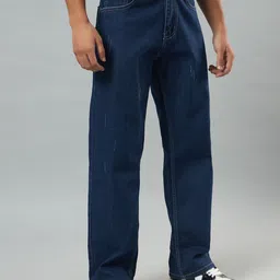 hoc Men Straight Fit Mid Rise Dark Blue Jeans image 3