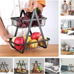 lmp High Grade Steel 2-Tier Fruit & Vegetable Basket Stainless Steel Fruit & Vegetable Basket image 5
