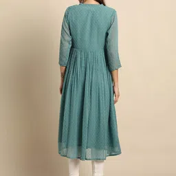 janasya Women Woven Design Chiffon Flared Kurta image 3