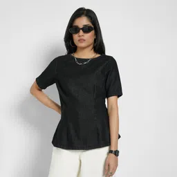 sf jeans by pantaloons Casual Regular Sleeves Solid Women Grey Top-picture-13