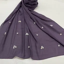 qalb luxuria Embellished Georgette Women Purple Stole image 3