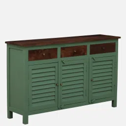 woodsworth from pepperfry Noyes Solid Wood Sideboard In Green Colour image 4