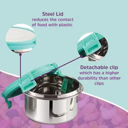 flomero Stainless Steel Airtight Leak-Proof 2 Lunch Tiffin Container with Lid for Office 1 Containers Lunch Box image 3