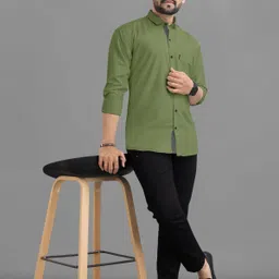 usona Men Regular Fit Solid Spread Collar Casual Shirt image 5