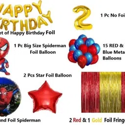groovy dudz Spiderman Theme 2nd Birthday Decoration Items Gold Foil-52pcs image 2