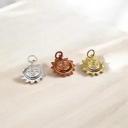 dharmsaar Pack of 3 Different Small Suraj Locket, Sooraj Pendant Necklace Copper, Silver image 2