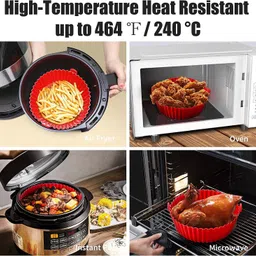 sciver 3-Pack , 2 pcs-Air Fryer Reusable Silicone Pot, 1 pcs-Oil Brush set Airfryer Grill Pan image 3