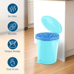 kuber industries 10 L Pedal Dustbin & Garbage Bag 19x21 In (Blue - 1 Roll) for Home Light Green Plastic Dustbin image 3