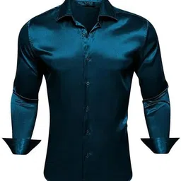 torontocn Men Satin Shirt Pant Set image 3