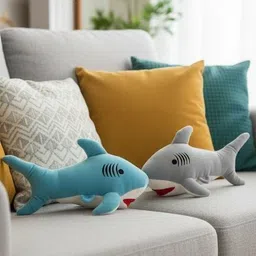 fun kids Plush soft toy shark,sea animal,grey,Attractive embroidery, decorative, 2PC - 27 cm image 2