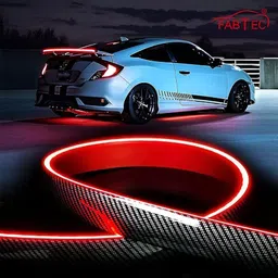 fabtec Carbon Fiber Rear Led Strip Taillight,Brake Light with Turn Signal Indicator Car Spoiler image 2
