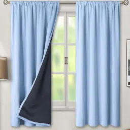 bfam Solid (Pack of 2) 9 Ft Blackout Eyelet Polyester Long Door Curtain (SPA Blue)-picture-16