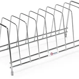 Plate Kitchen Rack Stainless Steel Thali Rack 9 Heavy Duty Wall Mount & Countertop Plate Organizer Steel-image-0