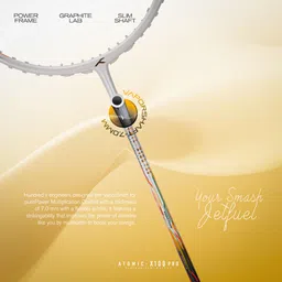 hundred ATOMIC-X100 PRO Hyperweave Graphite White, Grey Unstrung Badminton Racquet image 2