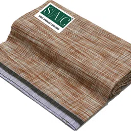 SAC SHREE APARAJEET CREATIONS Premium quality Men's Brown Khadi print Khadi cotton lungi Self Design, Solid, Striped Men Dhoti image 3