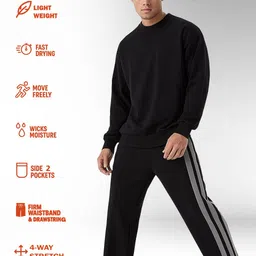 culish Men Striped Black Track Pants image 4