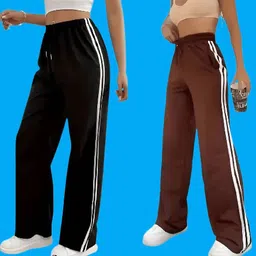 vardhiyas Pack of 2 Women Regular Fit Black, Brown Polyester Trousers-picture-23