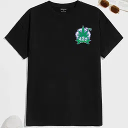 manlino Men Printed Round Neck Cotton Blend Black T-Shirt image 2