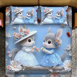 Microfiber, Polycotton Double Flat 400 TC Printed Bedsheet-image-37