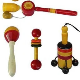kaarpaagaa inc Eco-friendly set of Five Wooden Non Toxic new born baby Rattles (Multicolor) Rattle-picture-10