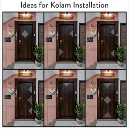 walldesign 22 inch Kolam Rangoli Wall Sticker 22x22" Medium - Traditional Indian Decor - White Self Adhesive Sticker image 5