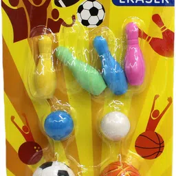 neoinsta shopping 8pc sports erasers in a set for kids Non-Toxic Eraser image 1