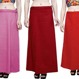 gosulbra fashion Saree Petticoat Pack of 3 ( Waist-40 inch, Length-37 inch) Pink, Red, Maroon Cotton Blend Petticoat-image-23