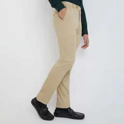 raymond Men Slim Fit Beige Polyester Trousers image 2
