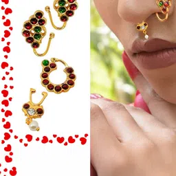 THANU'S CRAFT Ruby Gold-plated Plated Metal Nose Ring-picture-25