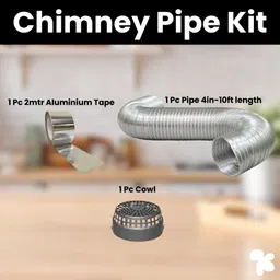ampereus 4 inch Chimney Pipe with Length of 10 Feet along with Cowl and Tape Hose Pipe 10 Feet Chimney Pipe Hose Pipe image 2