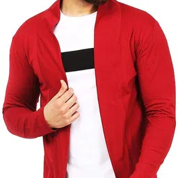 glampanda Men Jacket Style Full Sleeve Red Shrug image 1