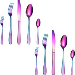 openzest Hammered Rainbow Cutlery Set of 10 Pcs Stainless Steel Cutlery Set image 1