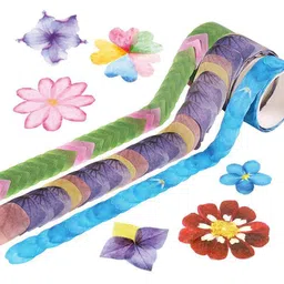 qunex care 4 Roll Creative Flower Petal Washi Tape, Masking Tape Decorative Decals DIY Petal Stickers 200 Petals for Scrapbooking, Diary, Bullet Journal, Planner (Manual) image 2