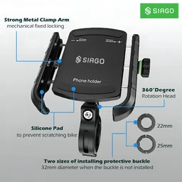 siago S33A Universal Bike Mount Holder with 360 Degree Rotation Bike Mobile Holder Bike Mobile Holder image 3