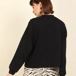 flying machine Women Full Sleeve Solid Sweatshirt image 3