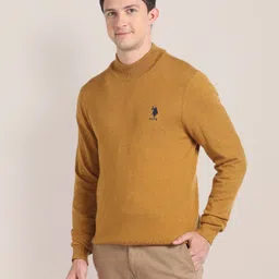 u.s. polo assn. Men Solid Collared Neck Yellow Sweater-picture-26
