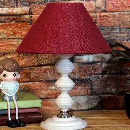 Maroon Shade Table Lamp With Metal Base By Foziq image 2